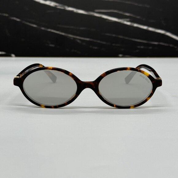 NEW MIU MIU MU04ZS OVAL HAVANA SILVER WOMEN SUNGLASSES MU04ZSF VAU07F main image 12